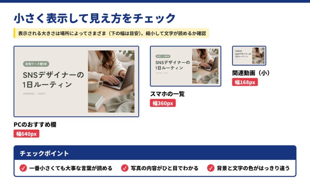 ⑦小さく表示して見え方をチェックする