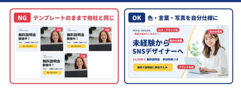 NG⑥テンプレートをそのまま使ってほかと同じに見える
