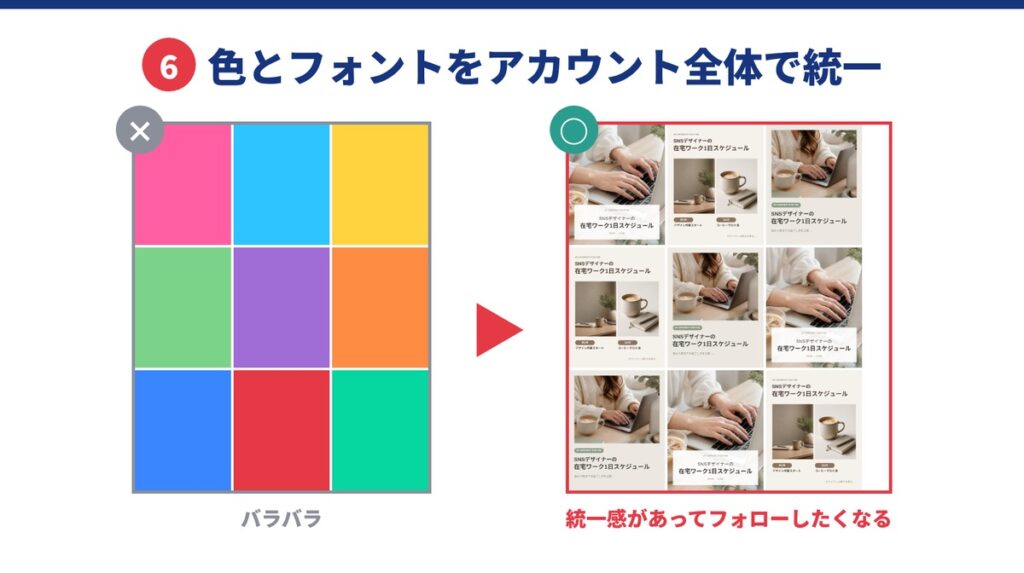 ⑥色とフォントをアカウント全体で統一